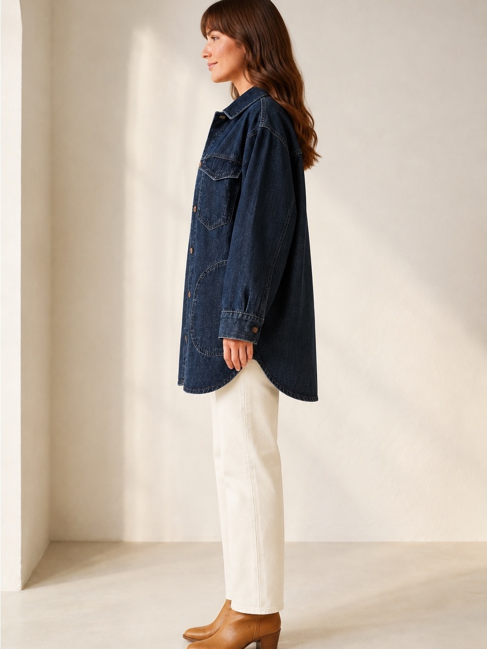 Pilcro Anthropologie Utility Denim Long Chore Jacket Size S